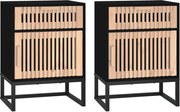 vidaXL Dulapuri noptieră, 2 buc., negru, 40x30x55,5 cm, lemn & fier