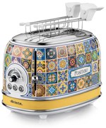 Prajitor de paine Ariete Positano 0155/0P, 810W, 2 felii, 3 functii, 6 trepte, Tava firimituri detasabila, Alb/Galben