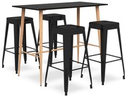vidaXL Set mobilier de bar, 5 piese, negru