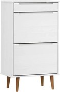 vidaXL Pantofar "MOLDE", alb, 59,5x35x103 cm, lemn masiv de pin