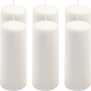 Set de lumânări tip pilon, 20 cm, Ø 7,5 cm, alb, 6 buc