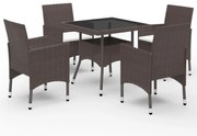 vidaXL Set mobilier de grădină, 5 piese, poliratan și sticlă