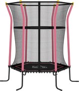 HOMCOM Trambulină Elastică pentru Copii 3-10 Ani cu Intrare cu Fermoar și Bare Căptușite, Ø163,5x190 cm, Roz | Aosom Romania