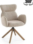 Scaun K585, bej inchis/nuc, stofa clasica/lemn, 63x64x93 cm