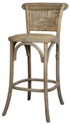 Scaun de bar din lemn de cauciuc și rattan, natur, H92 cm, Old French