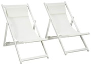 Outsunny Set 2 Scaune Fotoliu, Șezlong pentru Exterior, Pliabile și Rabatabile, din Aluminiu, 96.5 x 58 x 91.5 cm, Bej
