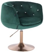 HR333CN Scaun Catifea Verde cu Bază Aurie