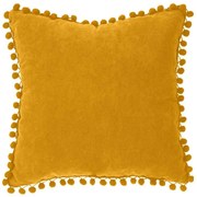 Perna decorativa POMPONS, 40 x 40 cm, galben