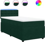 vidaXL Pat box spring cu saltea, verde închis, 100x200 cm, catifea