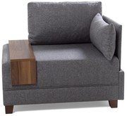 Fotoliu cu cotieră pe partea dreaptă și blat auxiliar Balcab Home Martha, gri