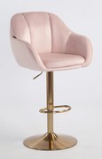 HR2055W Scaun Roz Pudra din Catifea cu Bază Aurie