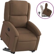 vidaXL Fotoliu rabatabil cu ridicare pe verticală, maro, textil