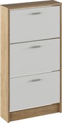 Dulap pantofi, 3 rafturi, stejar sonoma/ alb, MOBI 13
