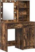 vidaXL Set masă de toaletă cu LED 2 pcs Stejar fumuriu Lemn compozit