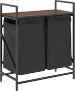 vidaXL Coș de rufe 2 compartimente cu raft stejar maro