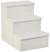 PawHut Scară pentru Câini cu 3 Trepte și Spațiu de Depozitare, Scară Pliabilă cu Înveliș Lavabil, 40x54x48 cm, Alb | Aosom Romania