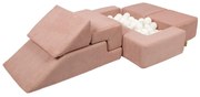 Teren de joacă din spumă roz 6 buc. din catifea reiată înălțime 40 cm 100x35 cm Montessori – Meowbaby
