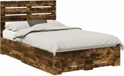 vidaXL Cadru de pat cu sertar cu headboard cu depozitare Lemn compozit