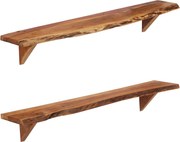 vidaXL Rafturi de perete, 2 buc., 110x20x18 cm, lemn masiv de acacia