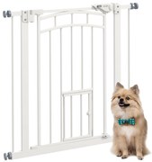PawHut Uşa de Siguranţă pentru Câini, Barieră pentru Animale de Companie cu Ușă Mică pentru Pisici, 74-80x76 cm, Alb | Aosom Romania