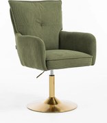 HR250N Scaun Catifea Reiată Premium culoare verde salvie Bază Aurie