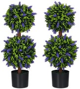 HOMCOM Set de 2 plante artificiale, plantă artificială rezistentă la UV în ghiveci, 70 cm plantă de interior pentru camera de zi, grădină | Aosom Romania