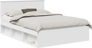 vidaXL Cadru de pat cu headboard Alb 140 x 200 cm Lemn compozit