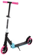 Trotineta copii si adolescenti NOVOKIDS™ Cool Girl, Maxim 100 kg, Functie Super Brake, Suspensie fata, Diametru roata 200 mm, Roz cu Turcoaz