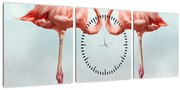 Tablou cu doi flamingo (cu ceas) (90x30 cm)