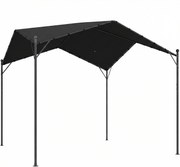 Outsunny Pergolă Pavilion 3x3 m, rezistent la apă, stabil, rezistent la iarnă, protecție solară cu acoperiș în șarpantă, contravântuiri triunghiulare | Aosom Romania