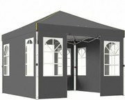 Outsunny Pavilion pliabil 300x300 cm Pop-up cu UPF50+ 4 laterale detașabile Înălțime reglabilă și husă de transport Gri închis | Aosom Romania