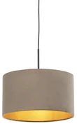 Lampă suspendată cu abajur din catifea taupe cu auriu 35 cm - Combi