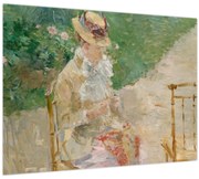 Tablou pe sticlă - Berthe Morisot, Young Woman Knitting, reproducere (70x50 cm)