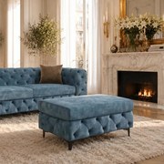 Bancheta design Chesterfield, Catifea, Petrol, MODERN BAROCK