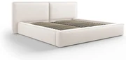Pat matrimonial bej tapițat cu spațiu de depozitare și somieră 200x200 cm Arendal – Cosmopolitan Design