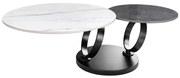 Masuta de cafea moderna cu doua blaturi rotative din ceramica DANCING RINGS 80-135cm