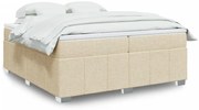 vidaXL Pat box spring cu saltea, crem, 200x200 cm, textil