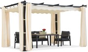 Barbados pergolă terasă 3x4 m cu perdele Garden Point bej antracit