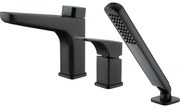 Baterie cada incastrata culoare neagra Deante cu 3 orificii, Hiacynt Negru mat