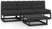 vidaXL Set mobilier grădină cu perne, 4 piese, lemn masiv pin