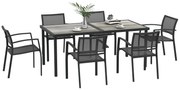 Outsunny Set Masa de Grădină 7 Piese, Scaune Stivuibile, Set Masa Exterior pentru Terasă, Design Modern și Confortabil | Aosom Romania