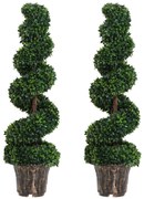 Outsunny Plantă Artificială Decorativă Buxus în Spirală cu Ghiveci Inclus, Ф32x120 cm, Verde | Aosom Romania