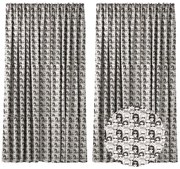 Set 2 draperii 180 x 240 cm, blackout 60%, print modern, Kidizi Pockerface, alb-negru, draperii sufragerie sau dormitor