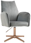 HR280CROSS Scaun Gray din Catifea cu Bază Aurie