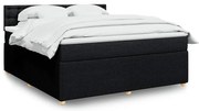 vidaXL Pat box spring cu saltea, negru, 180x200 cm, catifea