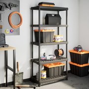 vidaXL Raft depozitare cu 5 polițe, negru, 93,5x45,5x194,5 cm, PP