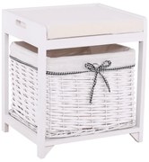 Bancuta cu cos de rachita si perna, alb antichizat, RUBY1