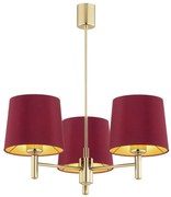 Lustra cu 3 brate design modern Ponte plus rosu, alama