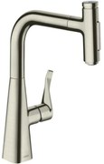 Baterie bucatarie cu dus extractibil crom periat Hansgrohe Metris M71 240 cu 2 jeturi 73817800