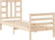 vidaXL Cadru de pat cu tăblie single mic, lemn masiv